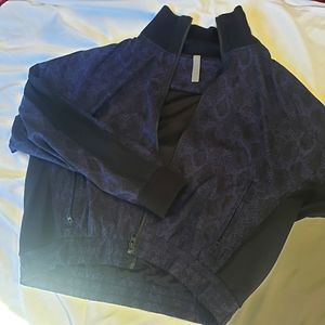 Athleta Brooklyn black/blue snakeskin bomber jacket